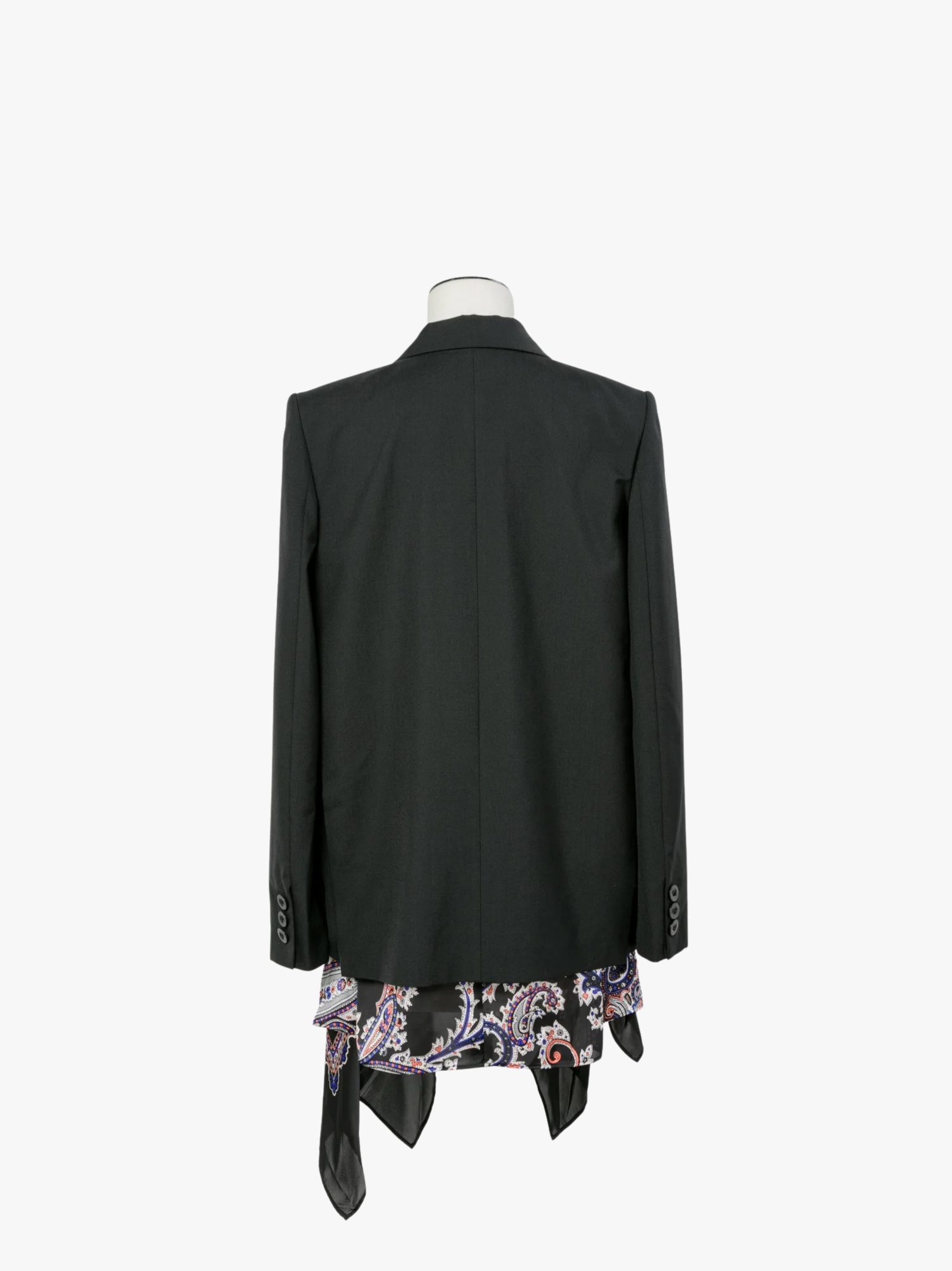 Sacai Double-breasted Paisley-print Voile-trimmed Grain De Poudre Blazer In Black