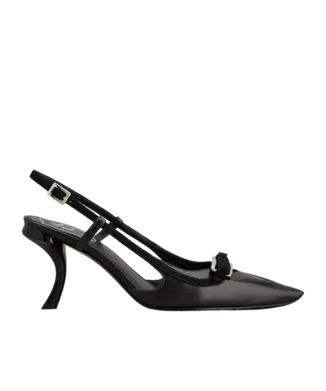 Roger Vivier Virgule Slingback Pumps In Leather In Black