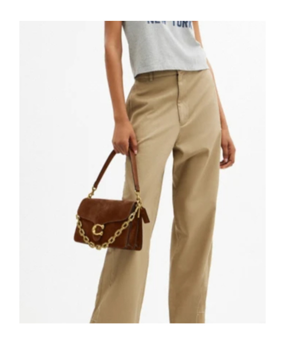 Coach Tabby Chain Suede Leather Shoulder Bag In Brown