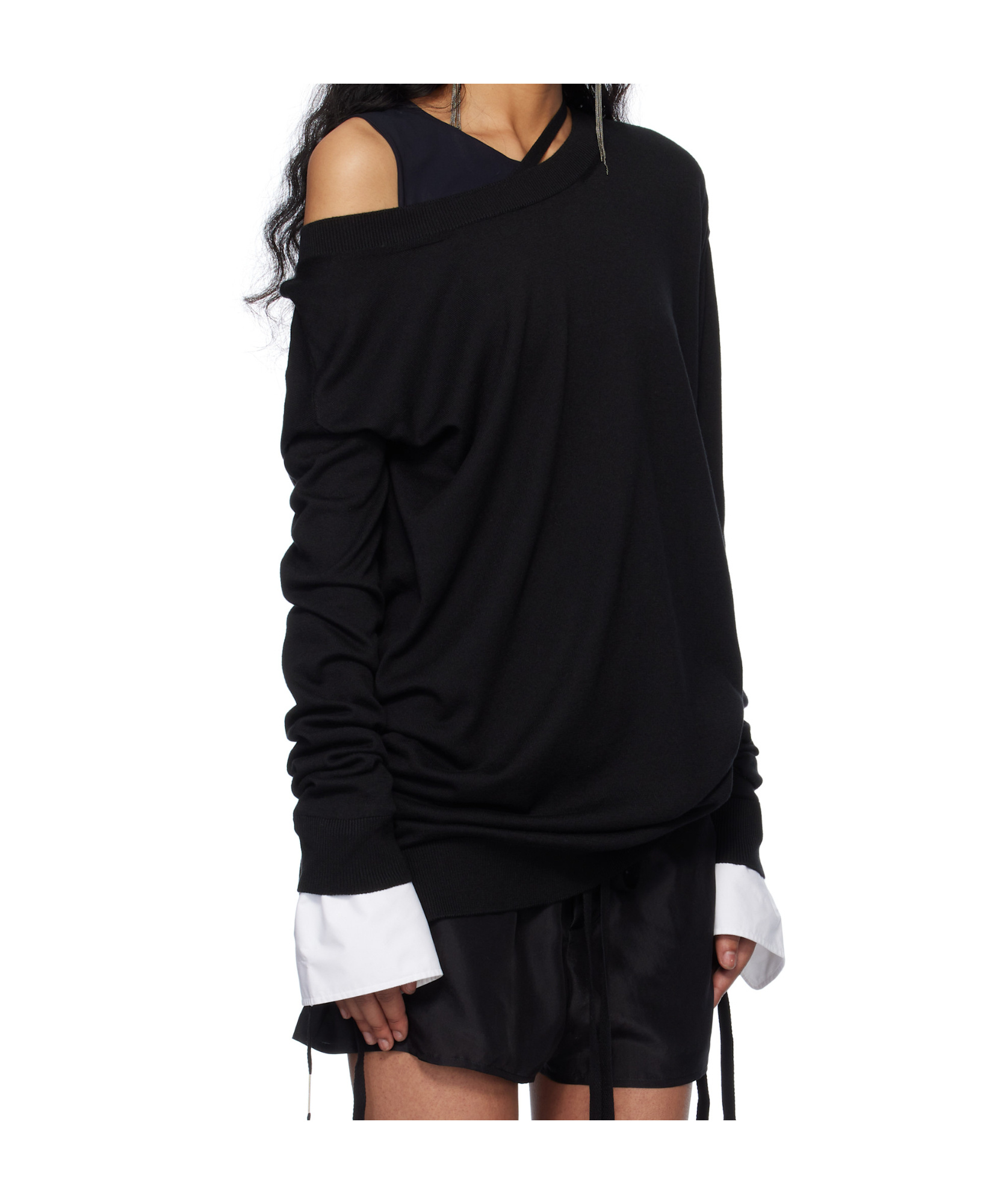 Ann Demeulemeester Off-shoulder Sweater In Black