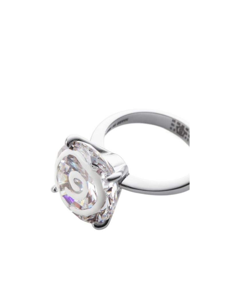 Mm6 Maison Margiela Crystal-embellished Ring In Silver