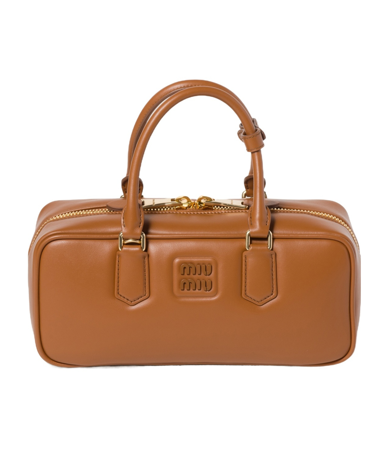 Miu Miu Arcadie Large Leather Top-handle Bag In Brown