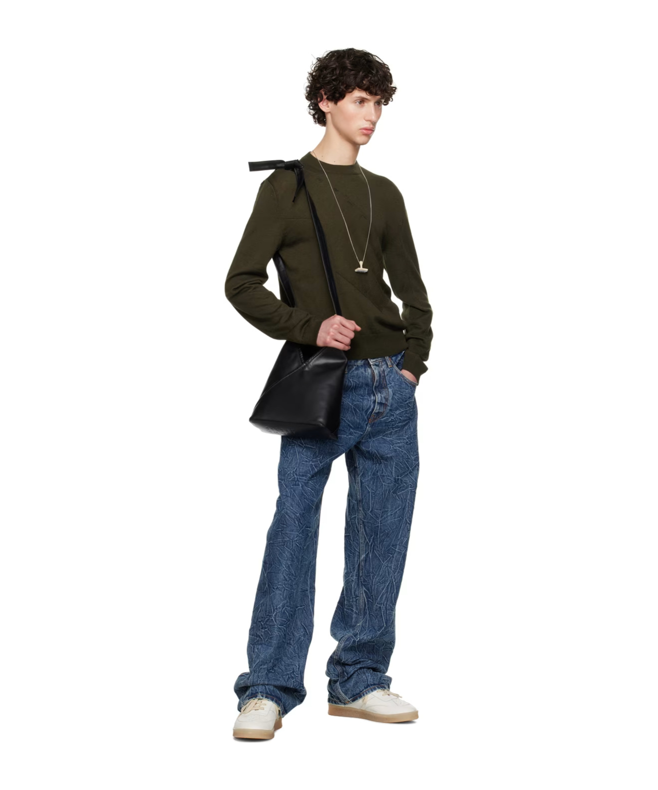 Mm6 Maison Margiela Wool-blend Patchwork Jumper In Green
