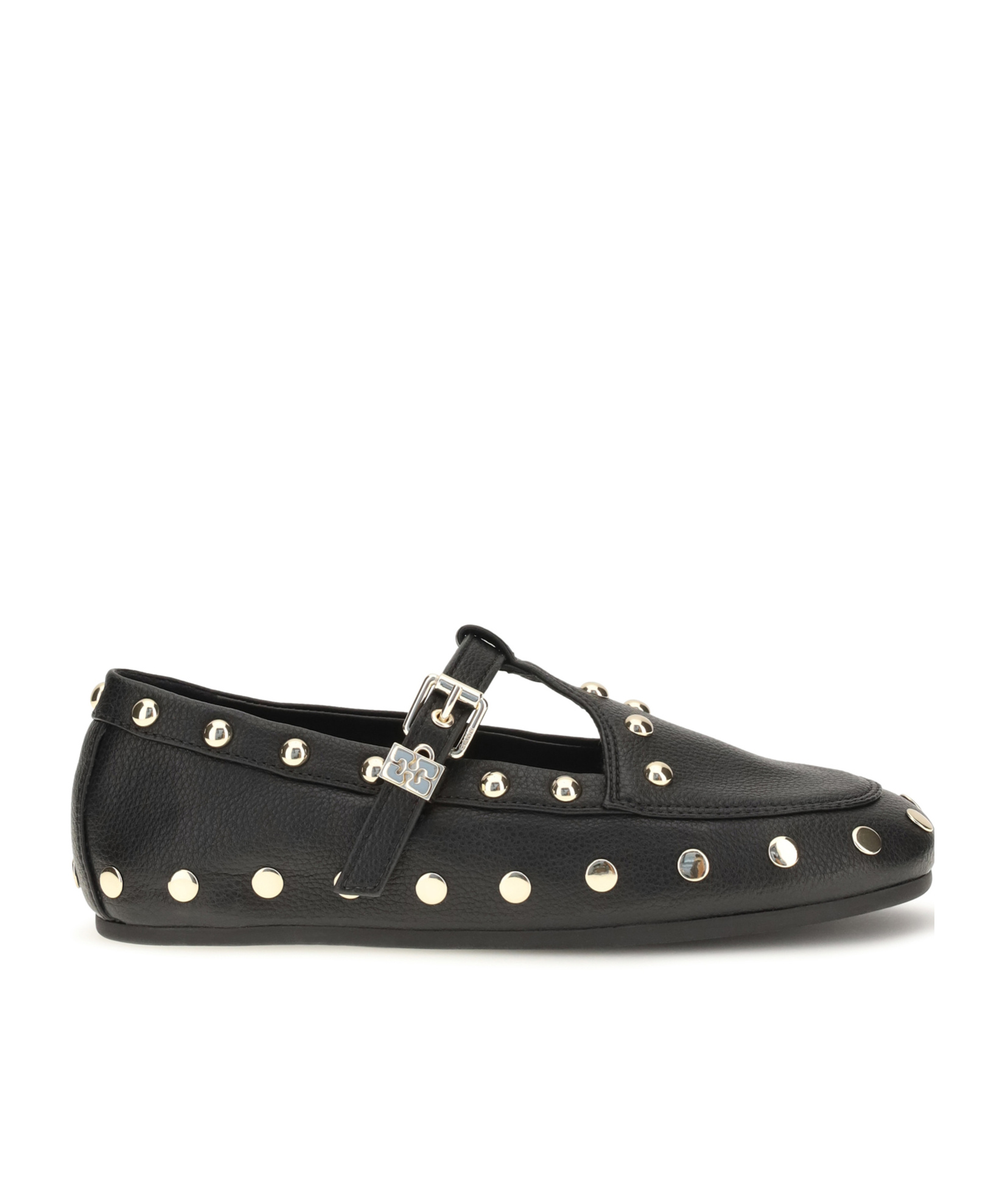 Ganni Mary Jenny Studded Ballet Flats In Black