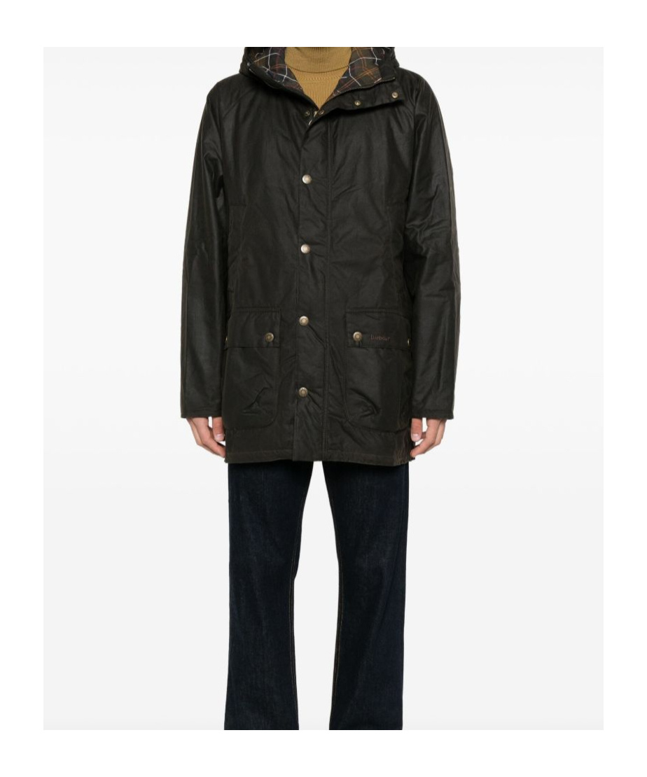 Barbour Hooded Snap-fit Coat In Black