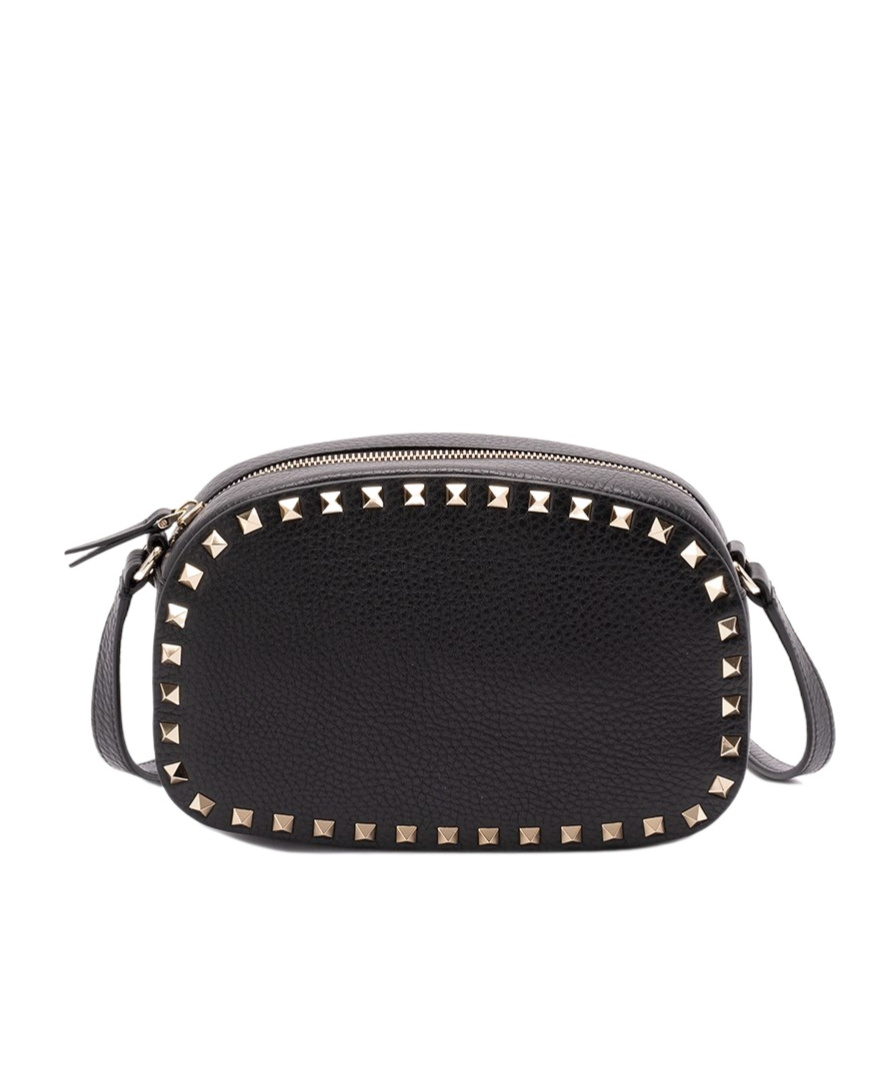 Valentino Zipper Shoulder Bag In Black
