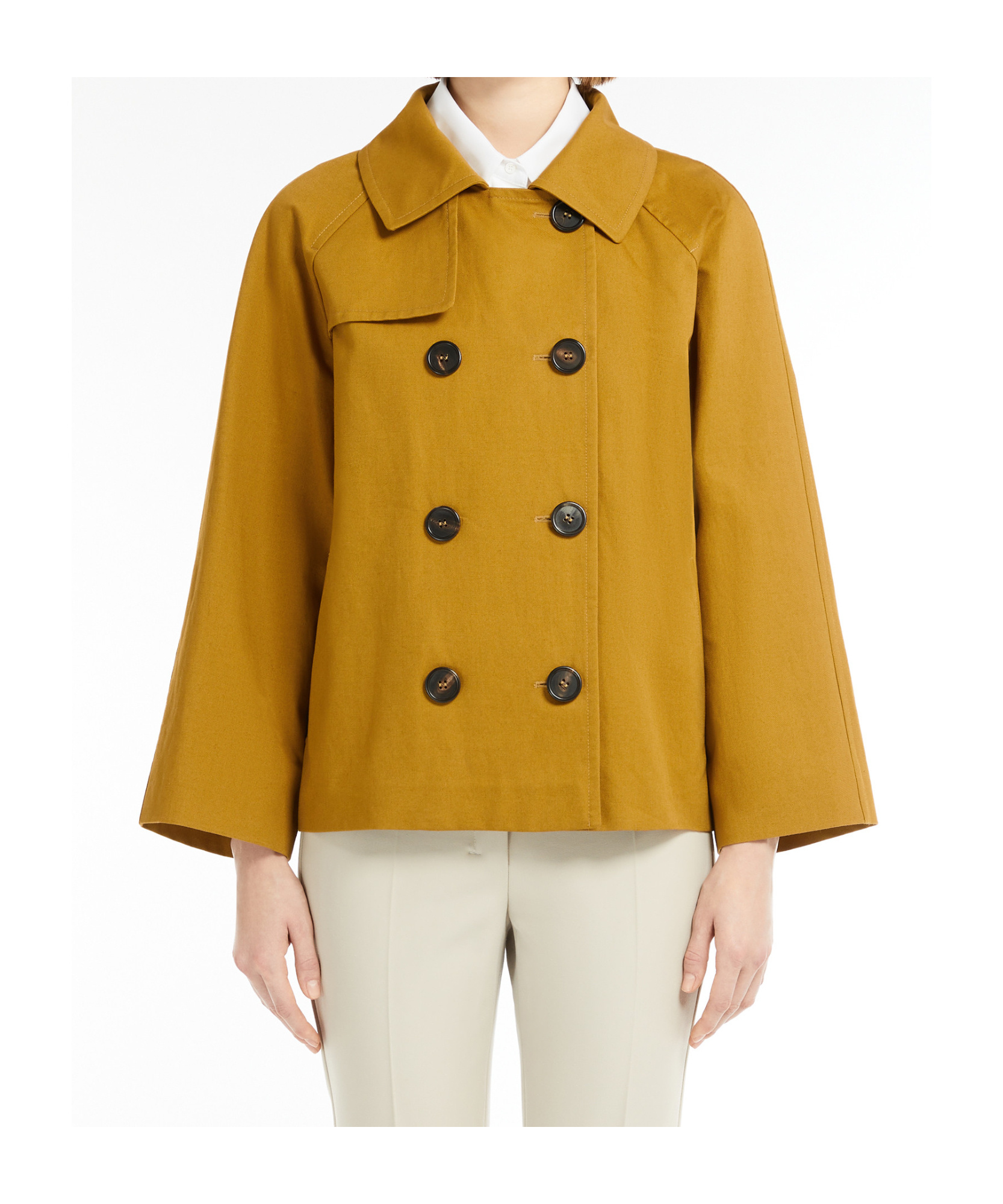 Max Mara Water-repellent Cotton And Linen Cropped Trench Coat In Yellow