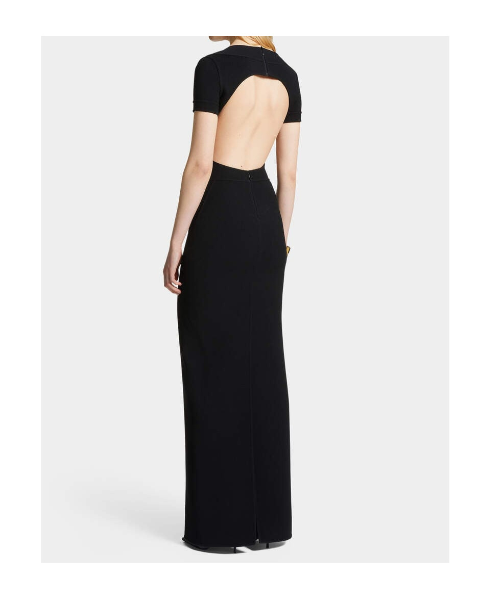 Dsquared2 Fitted Long Dress Round Neckline In Black