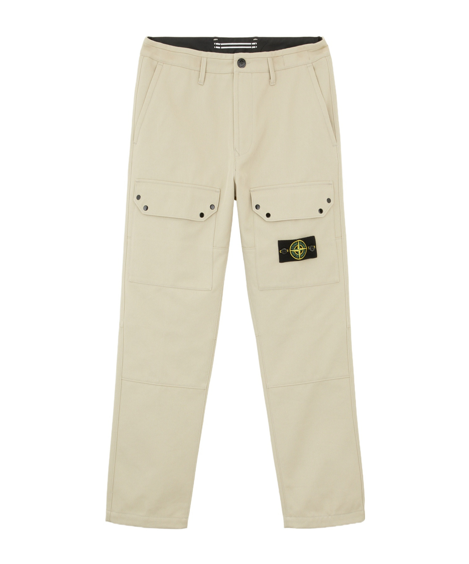 Stone Island Casual Pants With Waist And Loop Straps In White