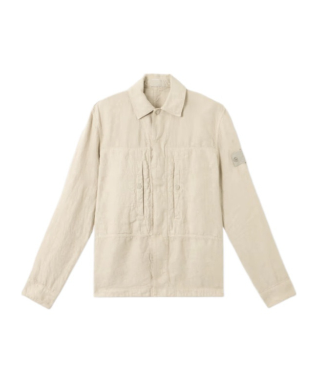 Stone Island Overshirt With Pockets And Button Fastening In Beige