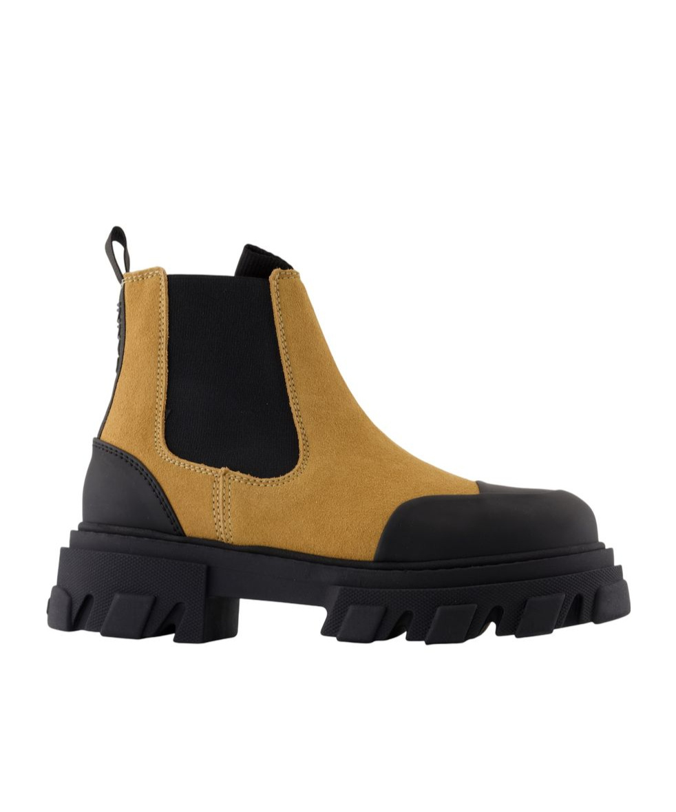 Ganni Low Chelsea Ankle Boots In Neutral