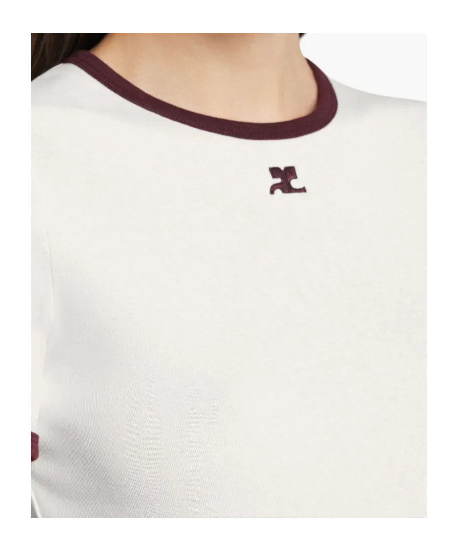 Courrèges T-shirt Heritage Con Bordi A Contrasto In White