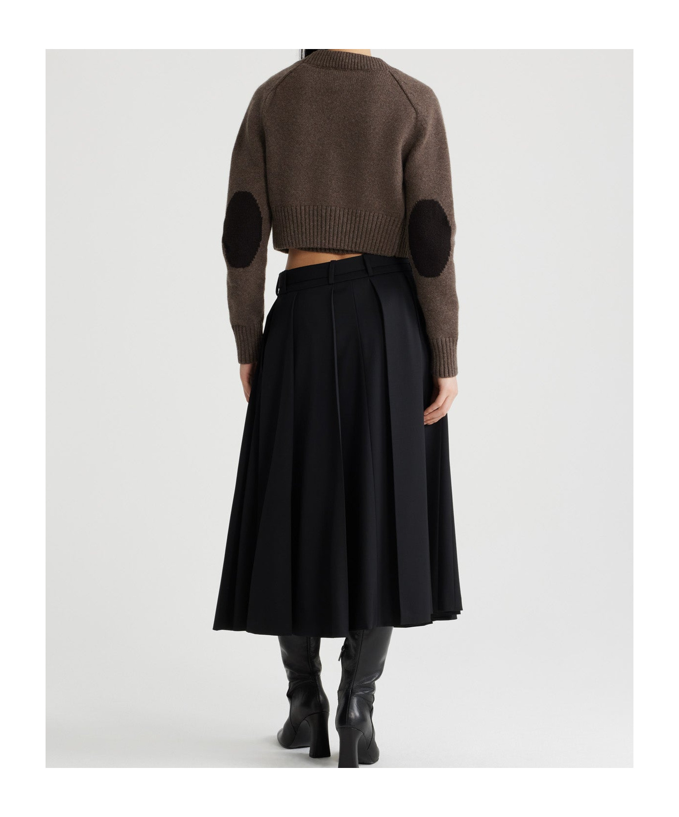 Shop Patou Pleated Midi Skirt In Black