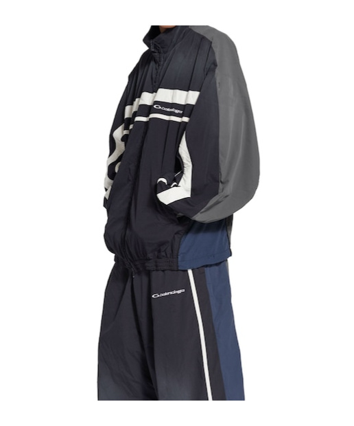 Balenciaga Men's 50/50 Tracksuit Jacket In Black Faded In Black