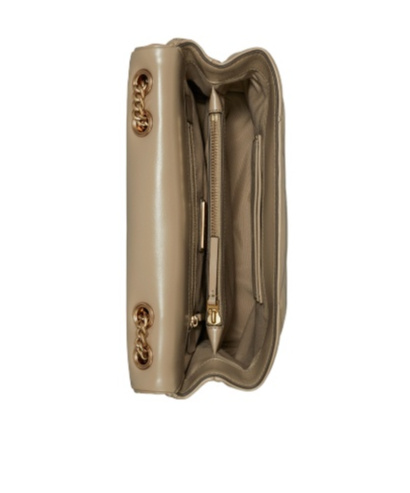 Tory Burch Brown Kira Diamond Quilt Convertible Soft Leather Bag In Nude