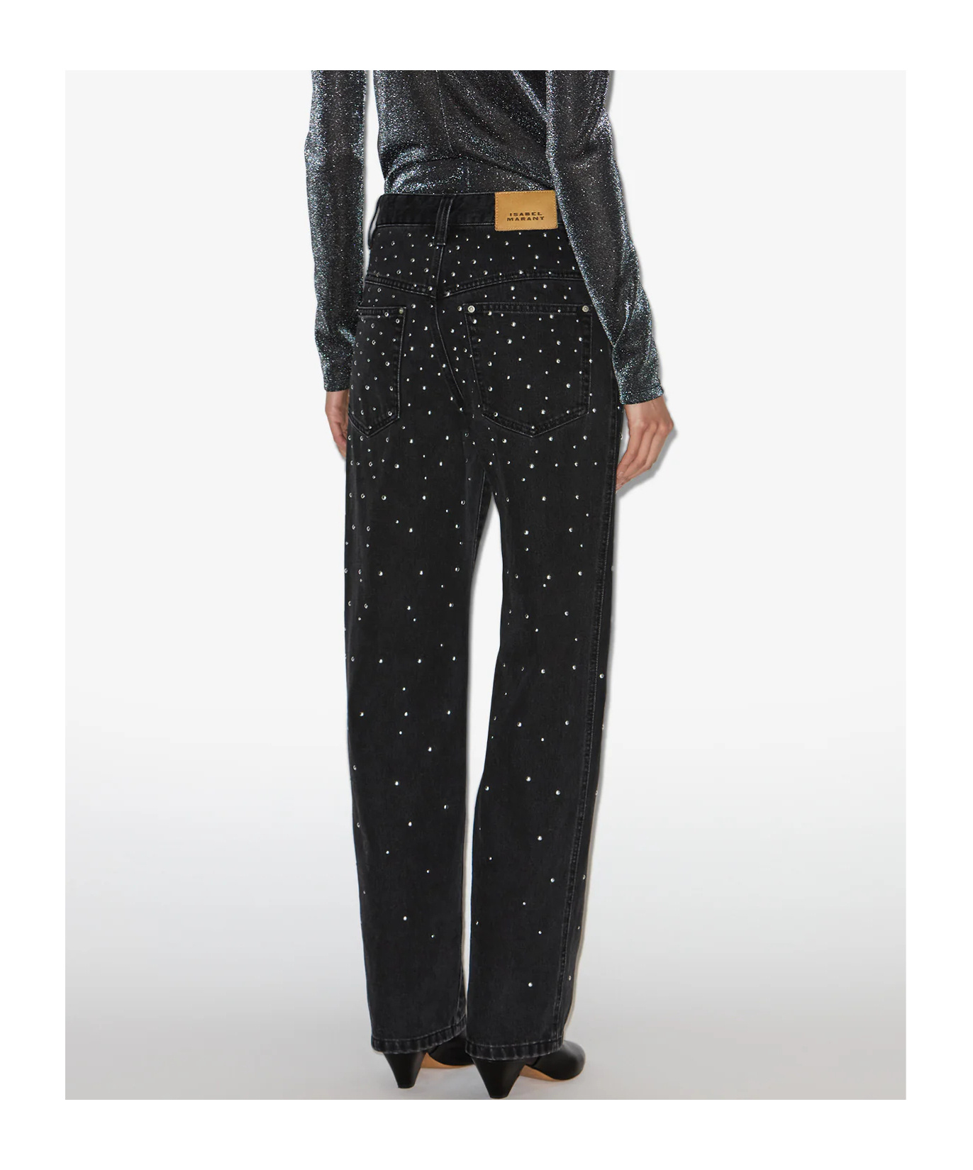 Isabel Marant Étoile Brinsa Gradient-studded Jeans In Black