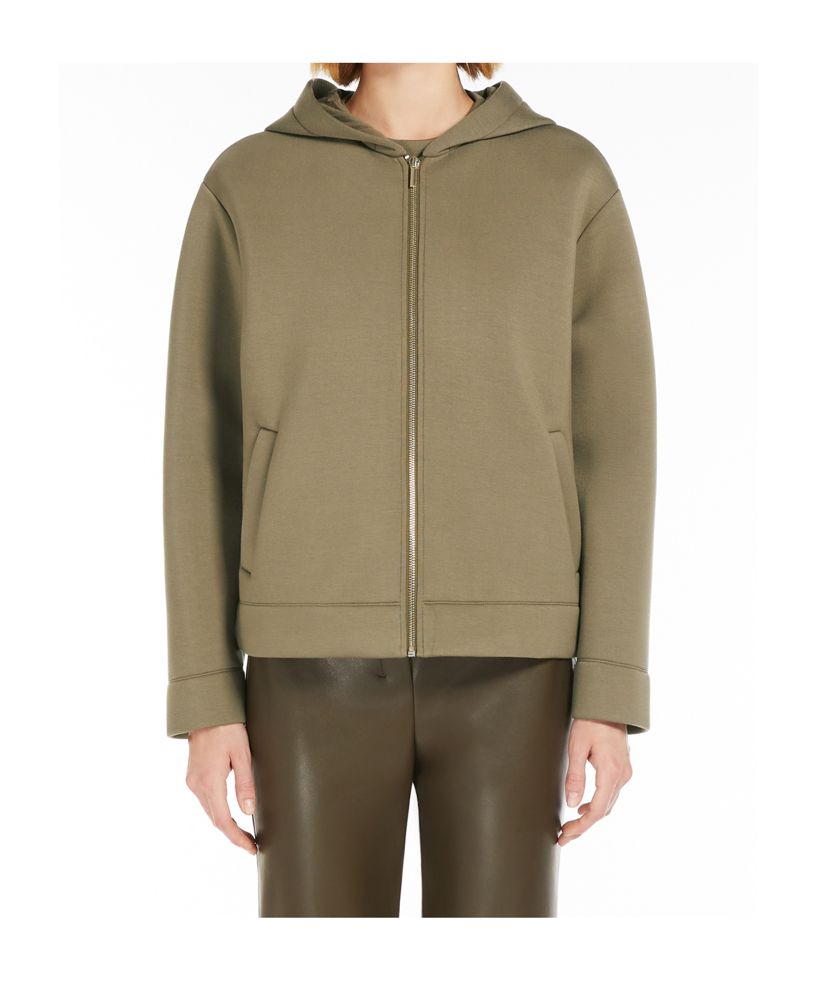 Shop Max Mara Jersey Zip-up Sweatshirt In Brown