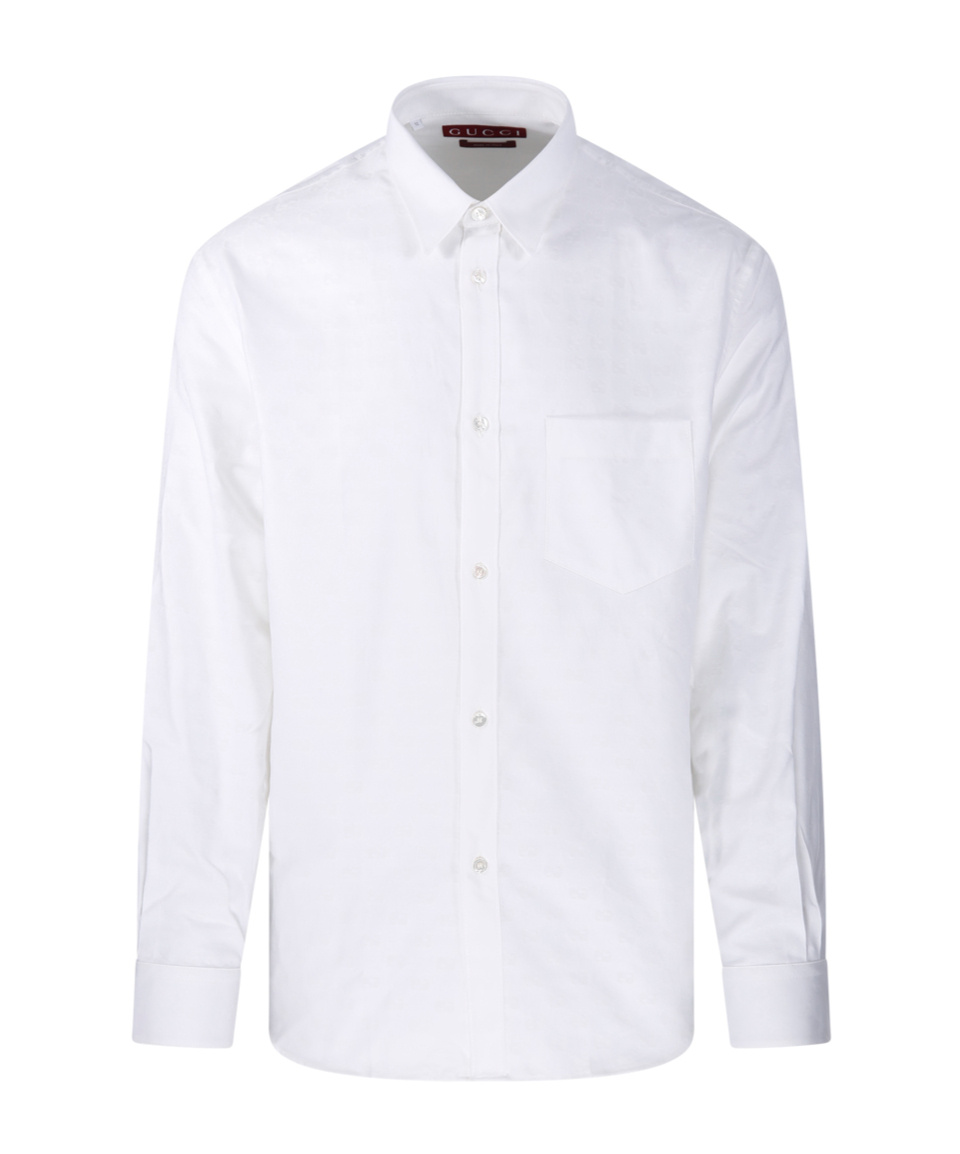 Gucci Cotton Shirt With Double Collar And Chest Pocket In White