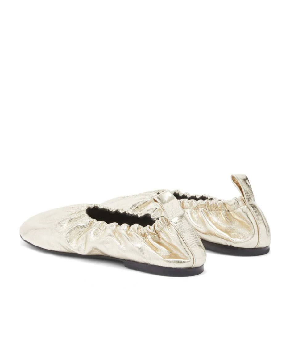Shop Jil Sander Gathered-detail Leather Ballerina Shoes In White