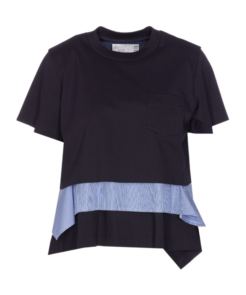Sacai Pocket Asymmetrical Hem T-shirt In Multi