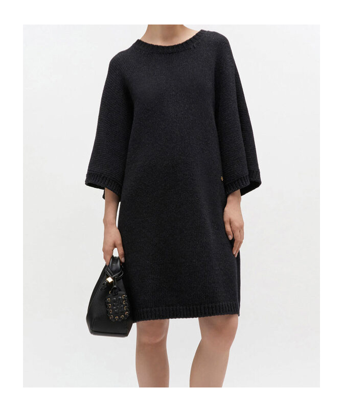 Ganni Dark Grey Wool Mix Dress In Gray