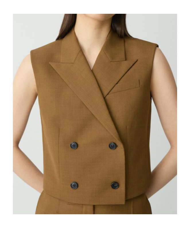 Theory Double Breasted Crop Vest In Brown