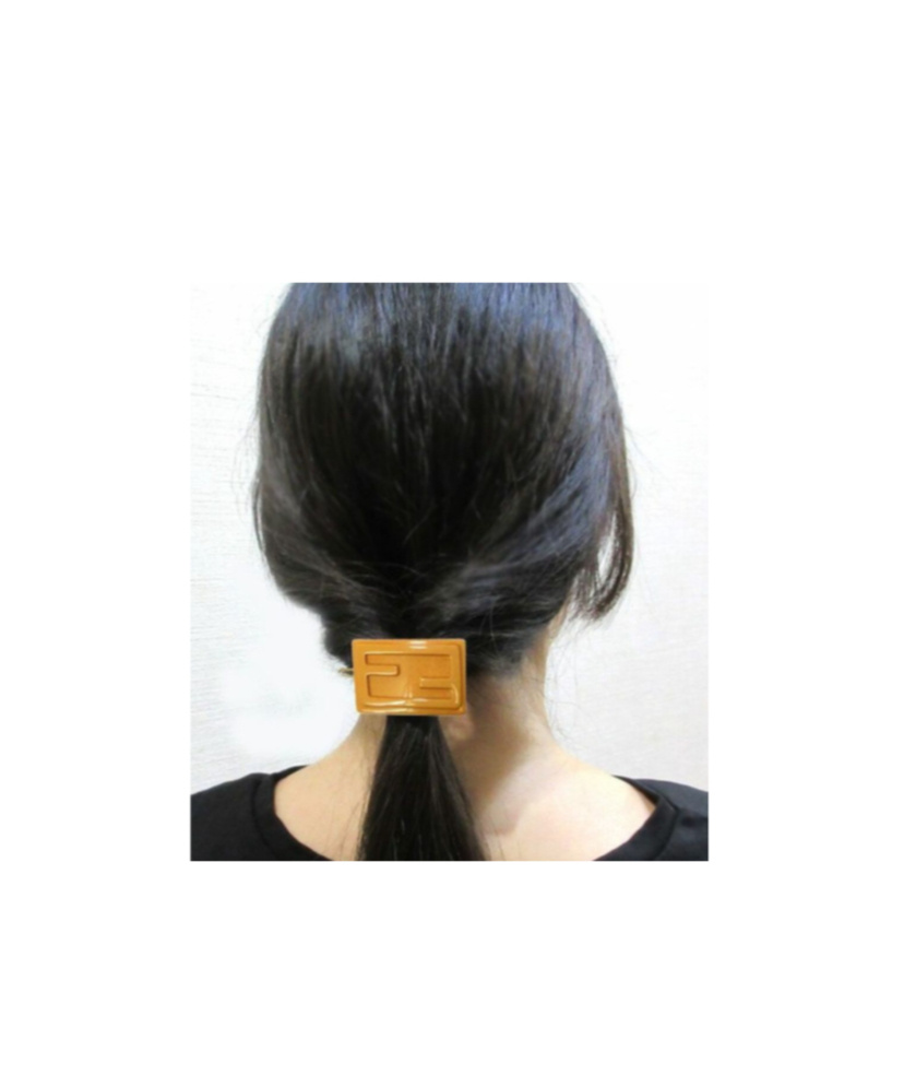 Fendi Logo Rectangular Hairpin In Orange