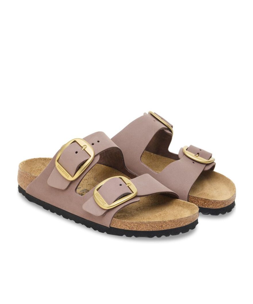 Birkenstock Arizona Big Buckle Old Rose Nubuck Leather Two Bar Mules S In Purple