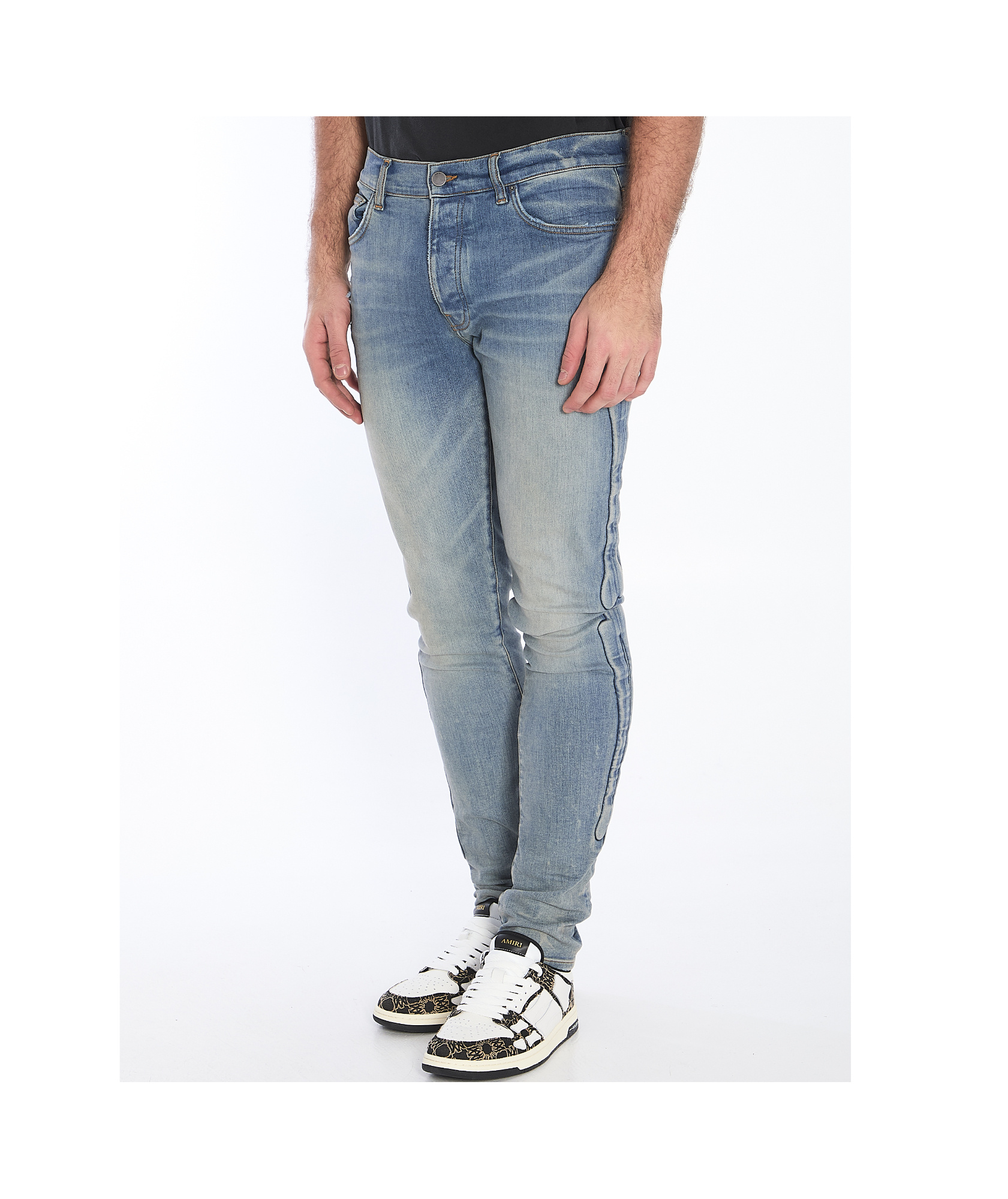 Amiri Three-dimensional Bone Jeans In Gray
