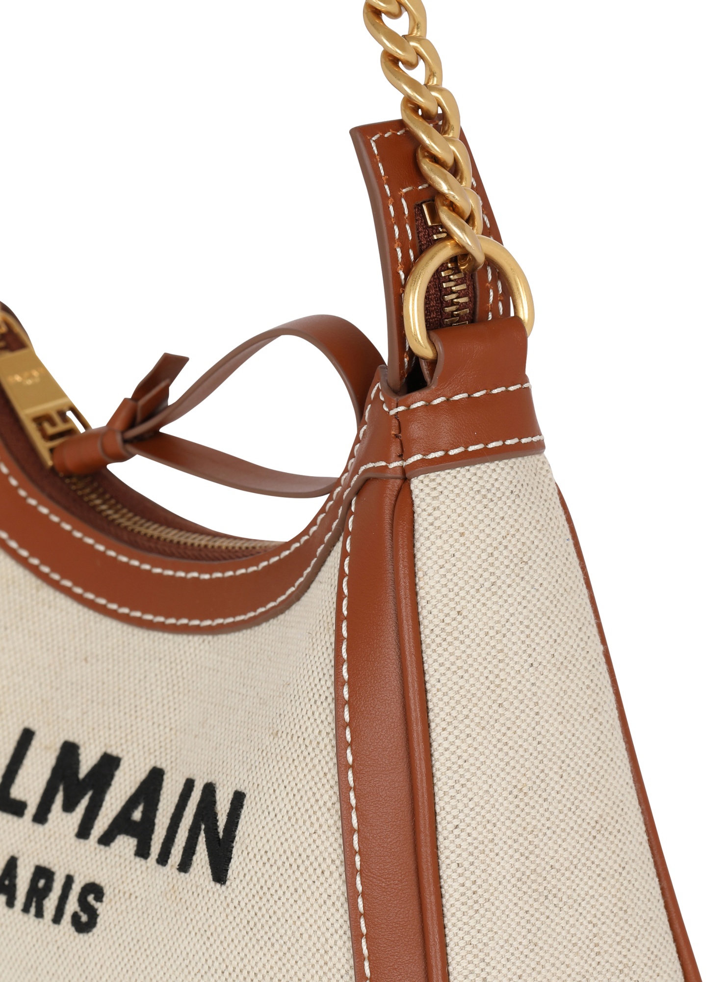 Balmain Zippered Shoulder Bag In Brown