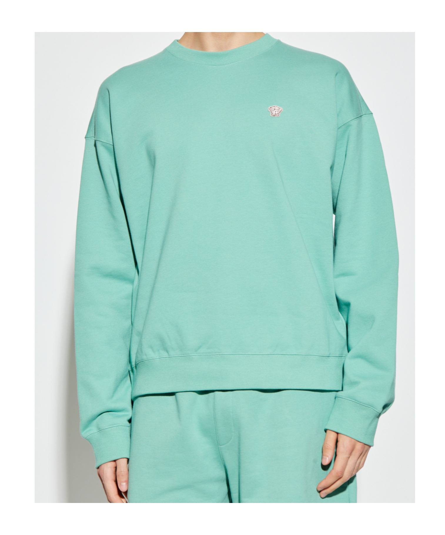 Shop Versace Cotton Embroidered-logo Sweatshirt