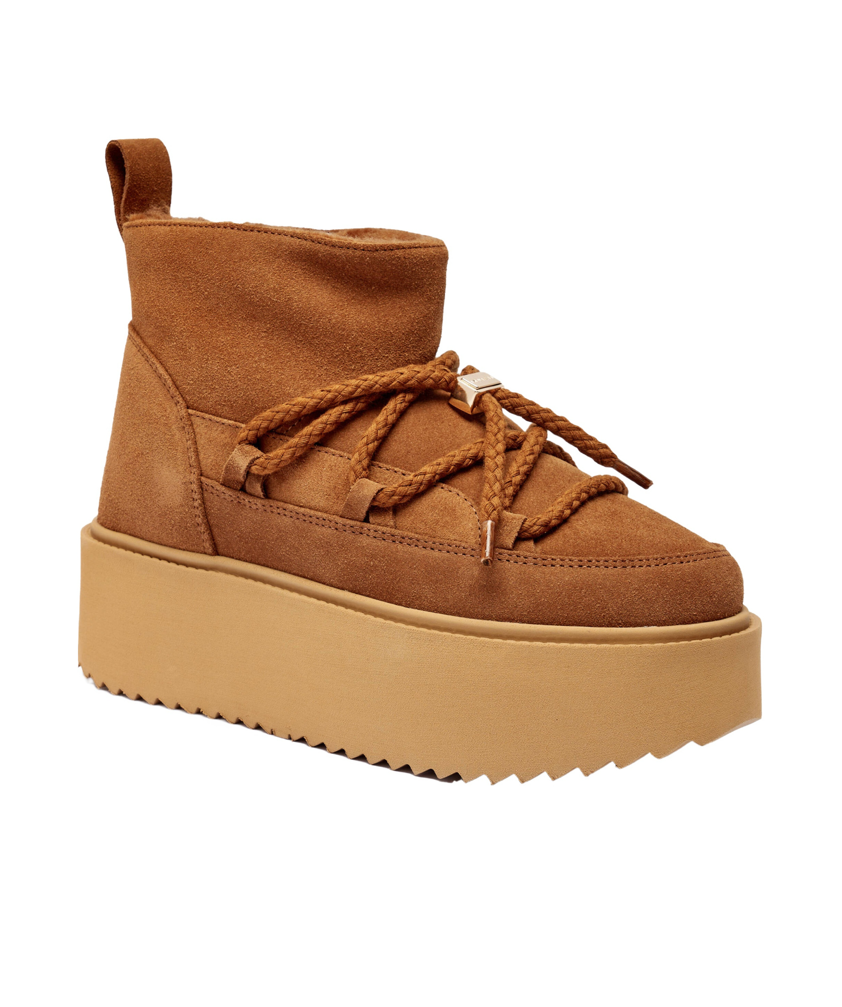 Inuikii Shearling-lining Suede Platform Boots In Brown