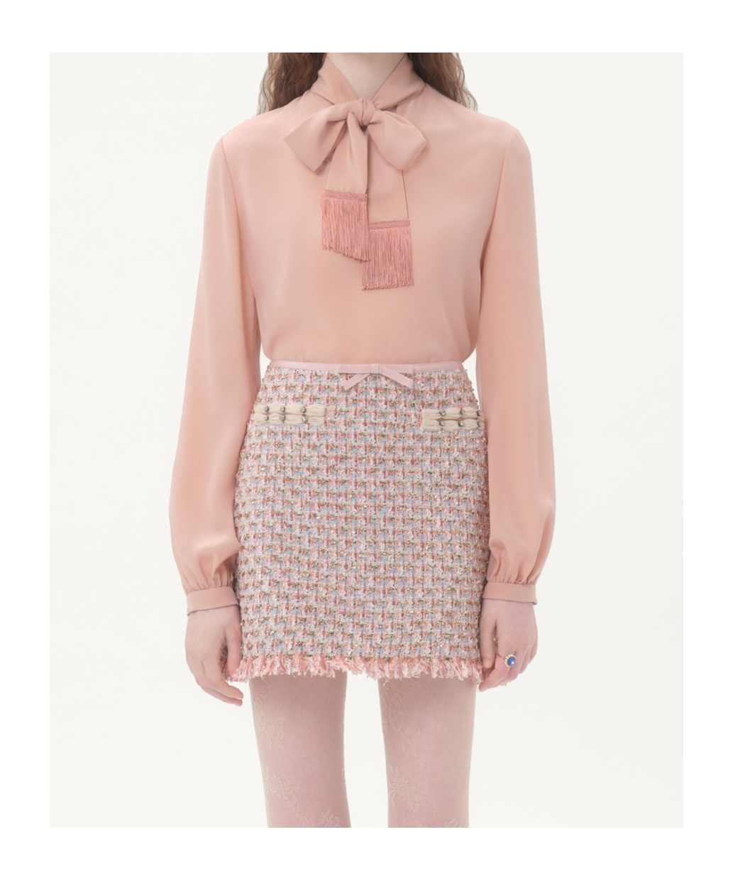 Valentino Silk Fringed Blouse In Pink