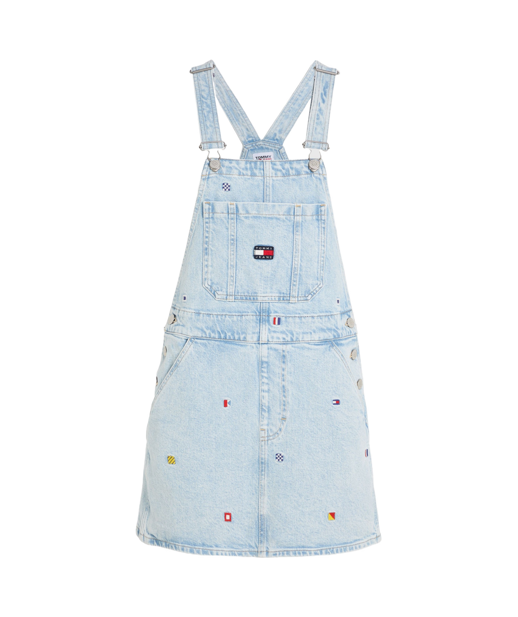 Tommy Hilfiger Dress With Adjustable Straps And Pockets In Denim Light