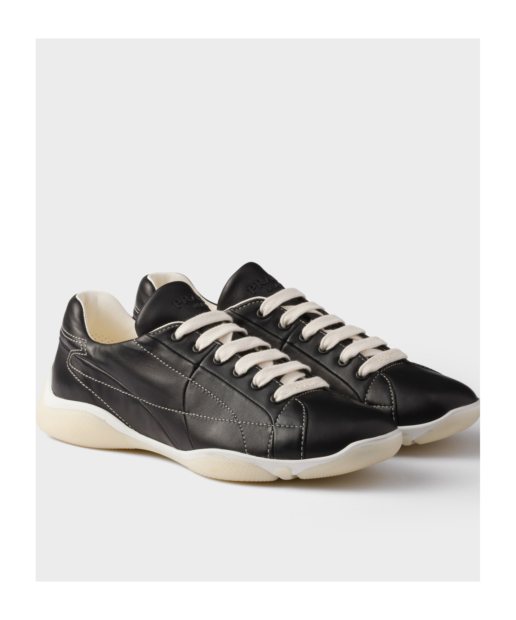 Prada Nappa Leather Sneakers In Black