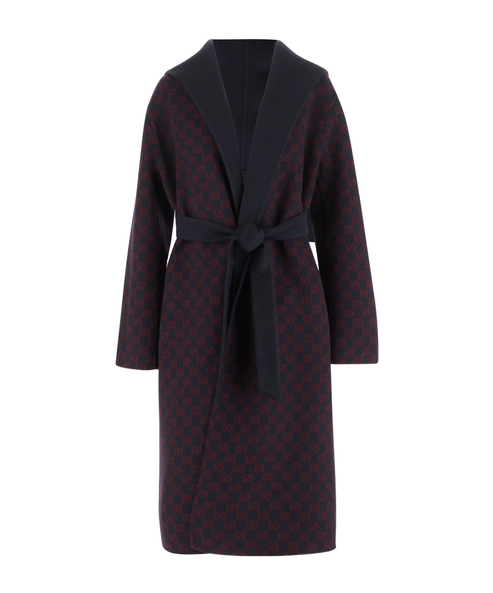 Gucci Navy Blue Wool Blend Reversible Coat In Multi