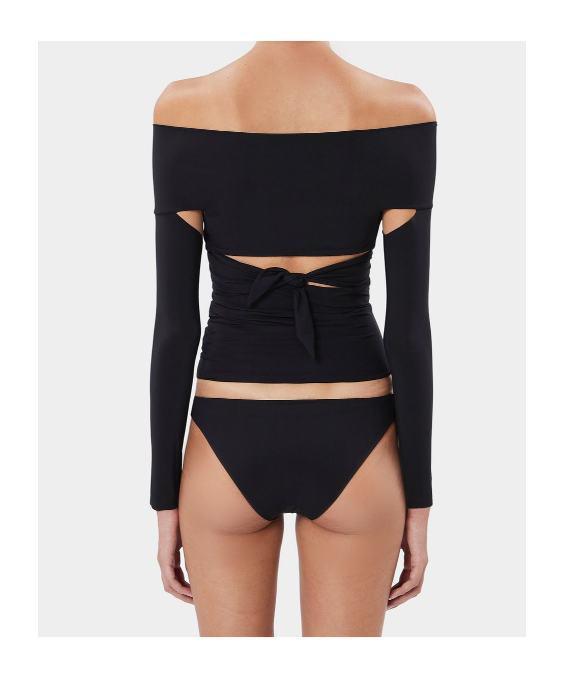 Amazuìn Amazuin Off-the-shoulder Black Top With Knotted Design