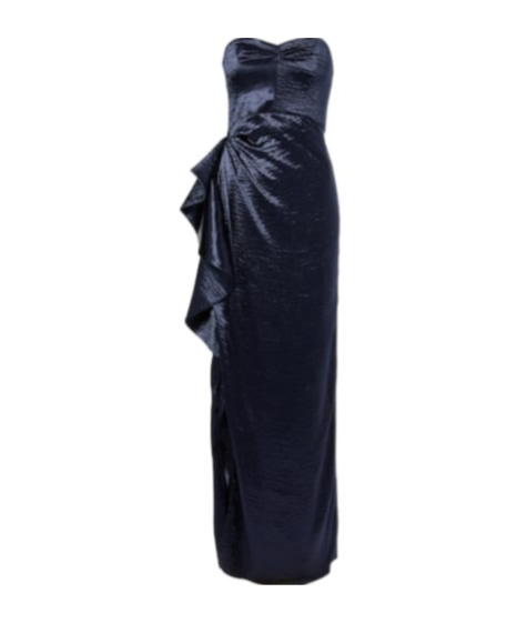 Safiyaa London Eymen Draped Crushed Satin Gown In Black