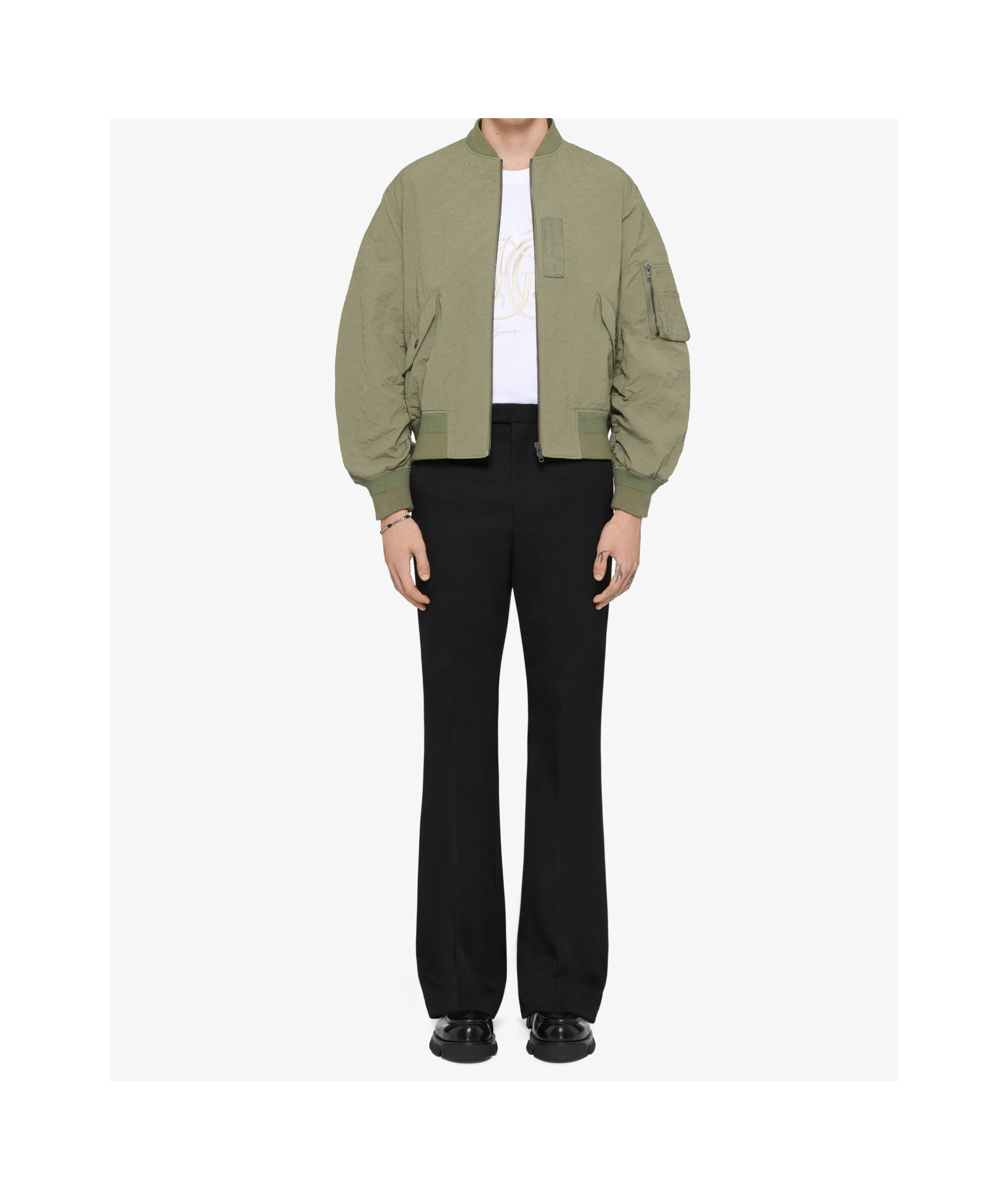 Givenchy Green Nylon Bomber Jacket In Green