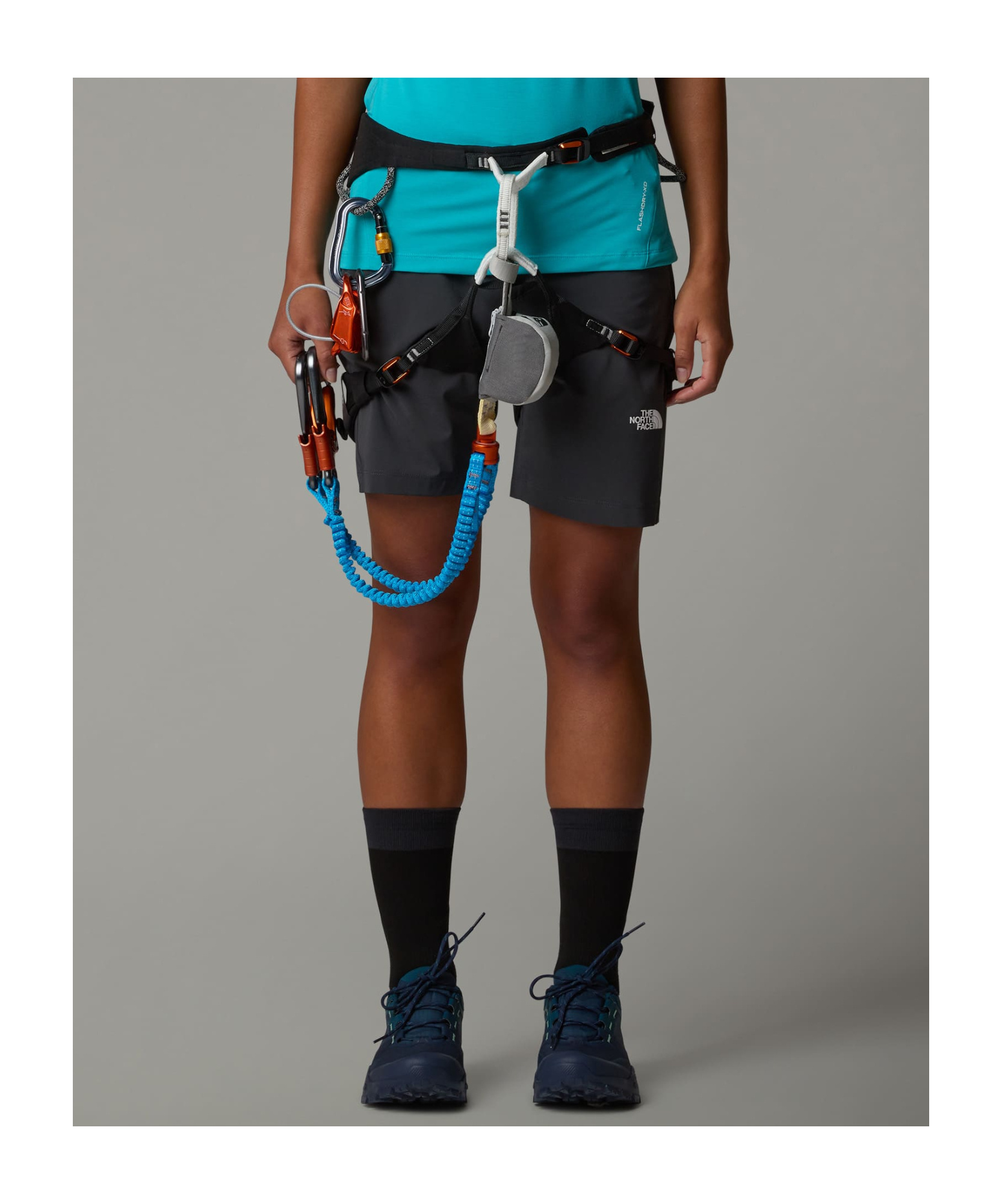 Shop The North Face Womens Felik Slim Tapered Shorts In Bitumen Ash-tnf Black