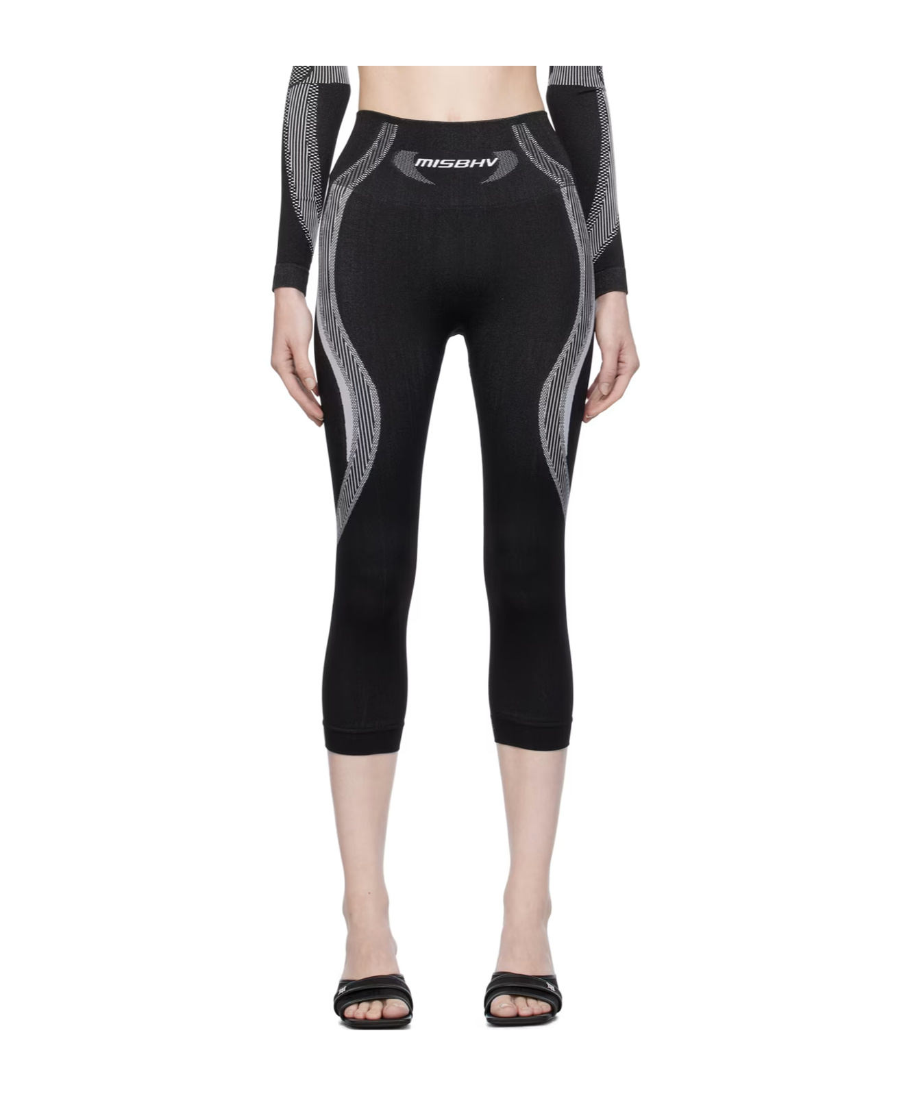 Misbhv Logo-waistband Cropped Leggings In Black