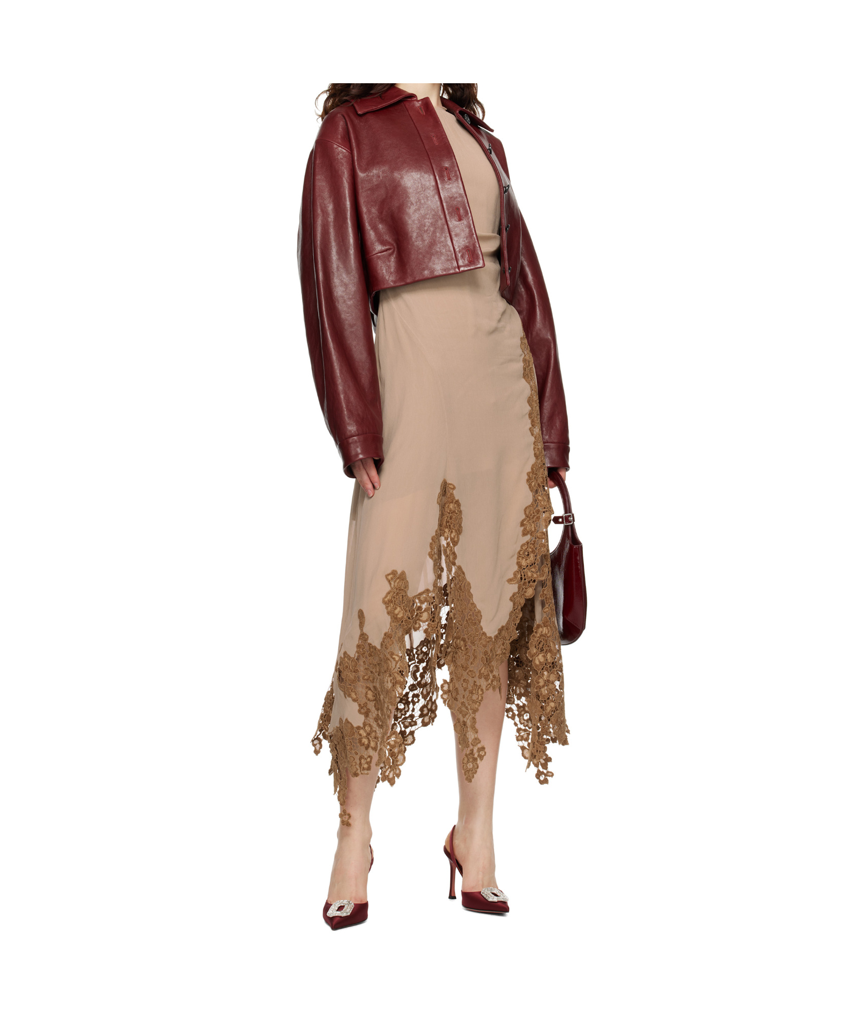 Amina Muaddi 95mm Pointed-toe Satin Slingback Pumps In Brown