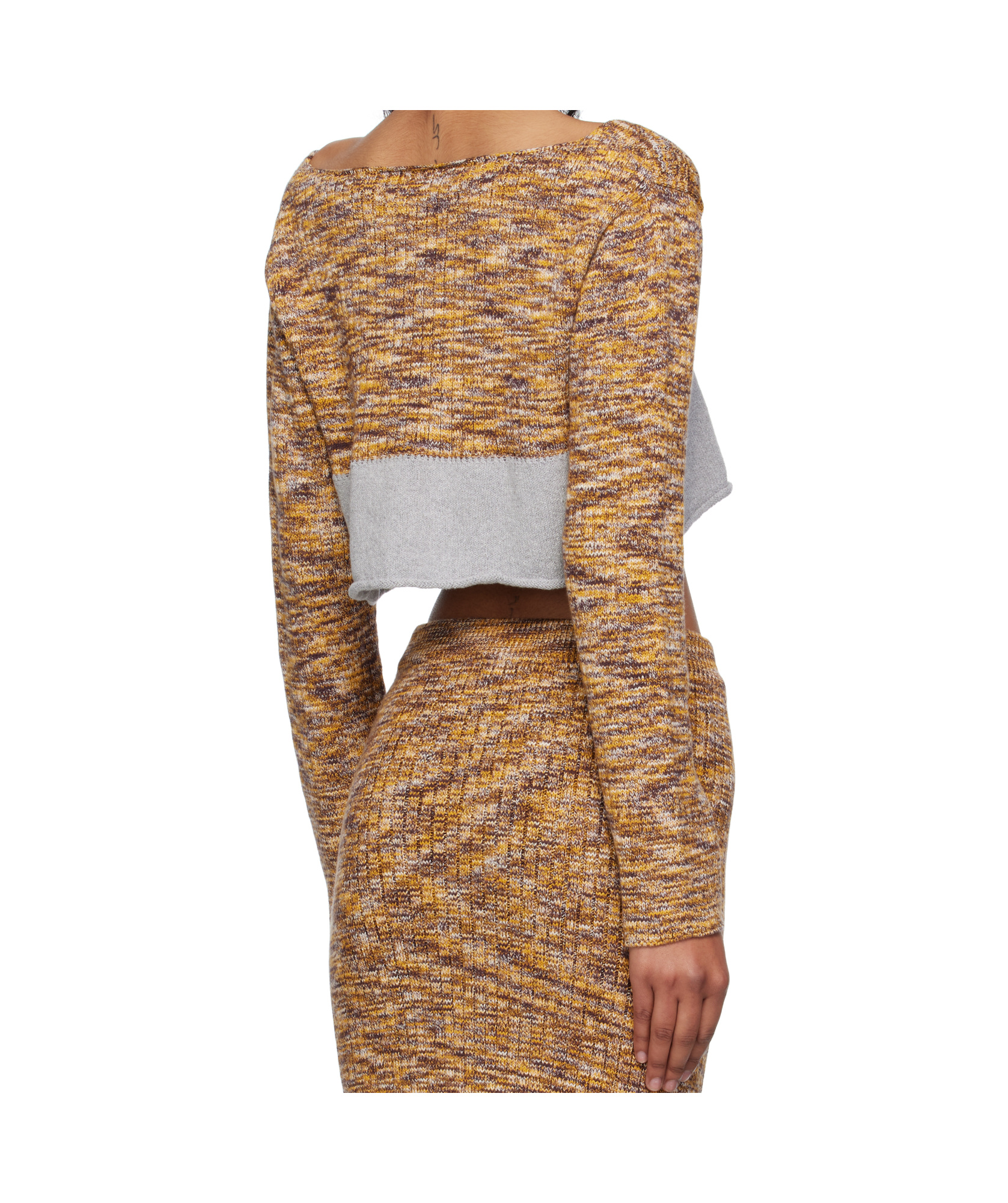 Baserange Multicolor Waste Cropped Sweater In Brown