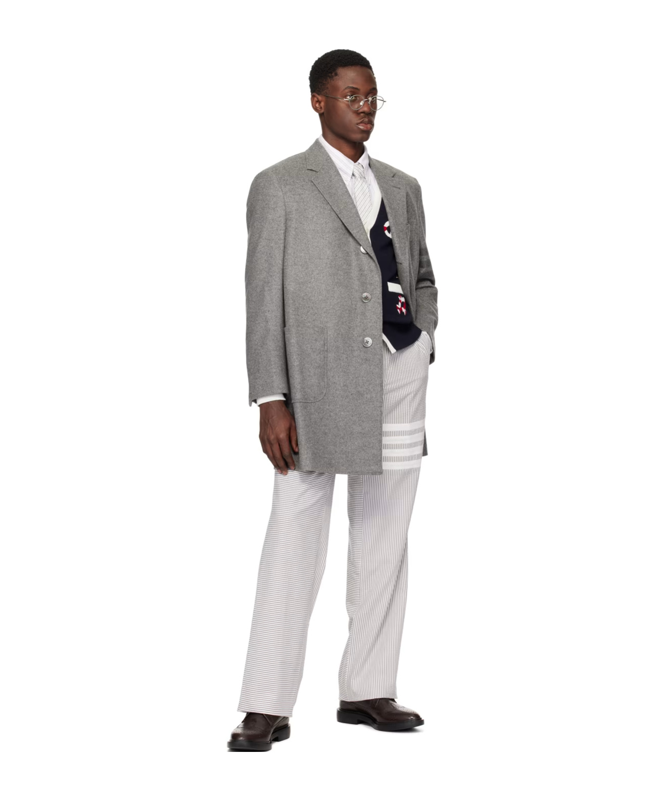 THOM BROWNE FOUR-STRIPED BUTTON COAT