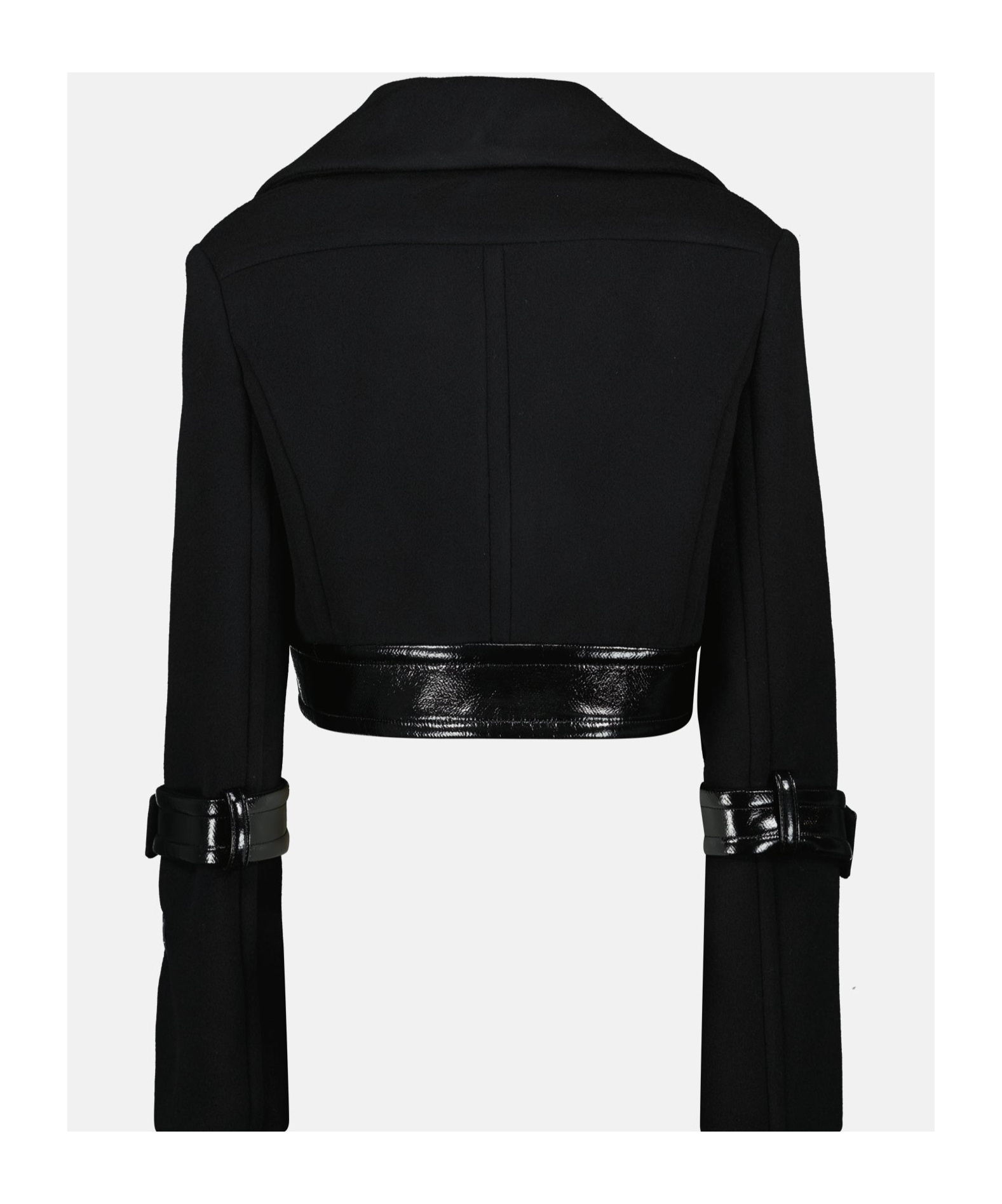 Patou Belted Coated-trimmed Brushed Wool-blend Jacket In Black