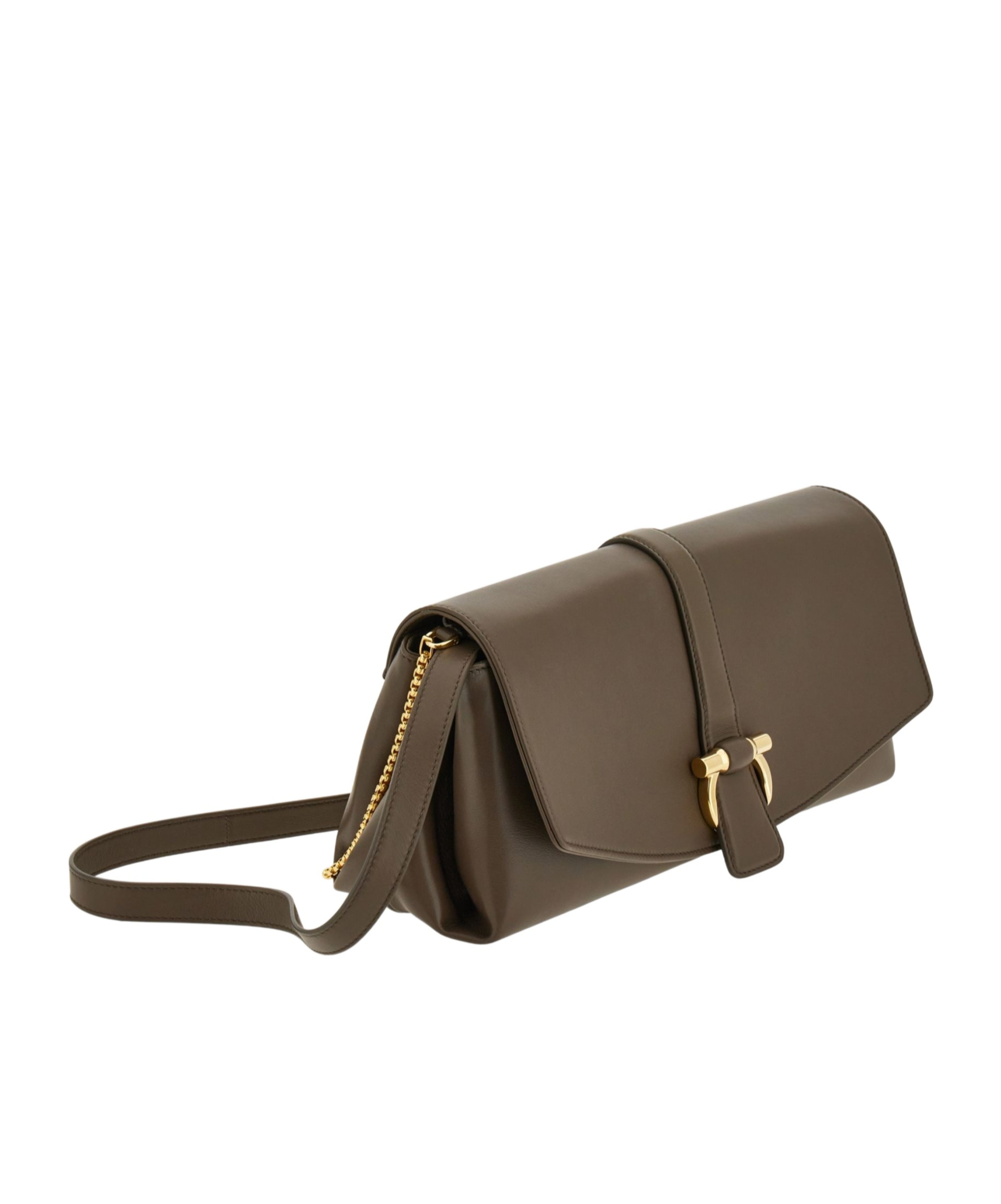 Ferragamo Small Front Flap Crossbody Bag In Gray