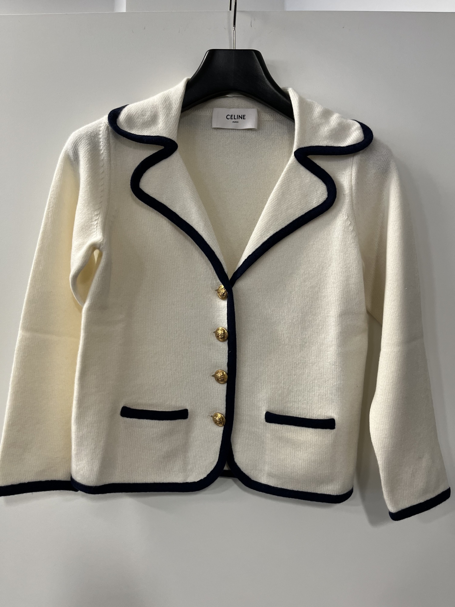 Celine V-neck Cardigan Jacket In White