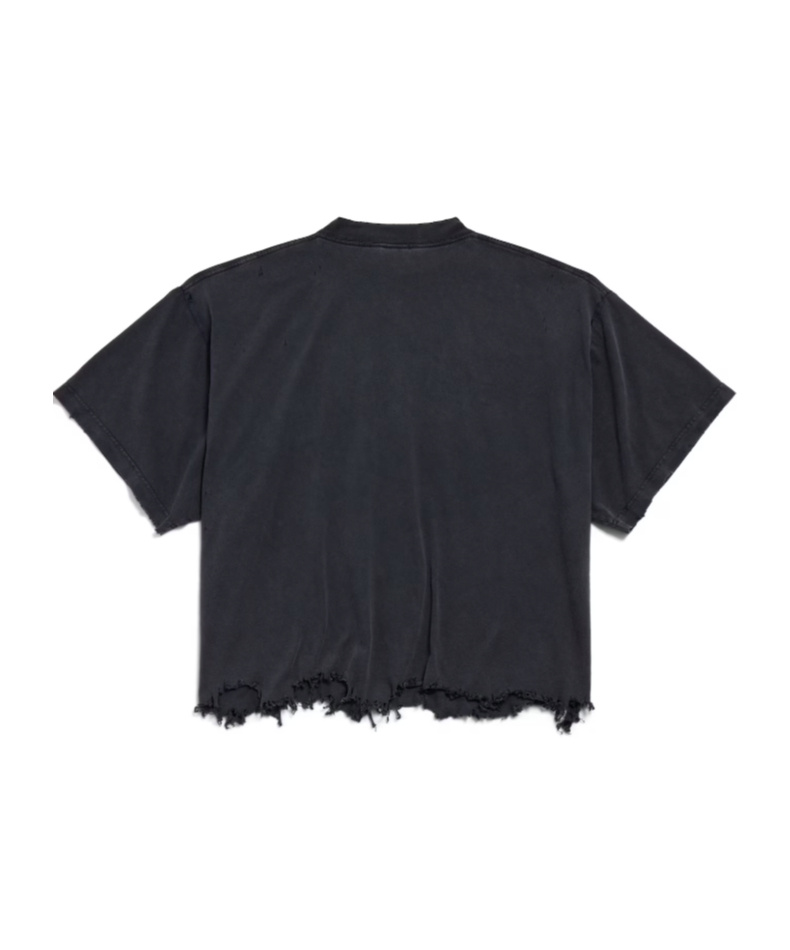 Balenciaga Open-necked Black Shirt In Black Fade