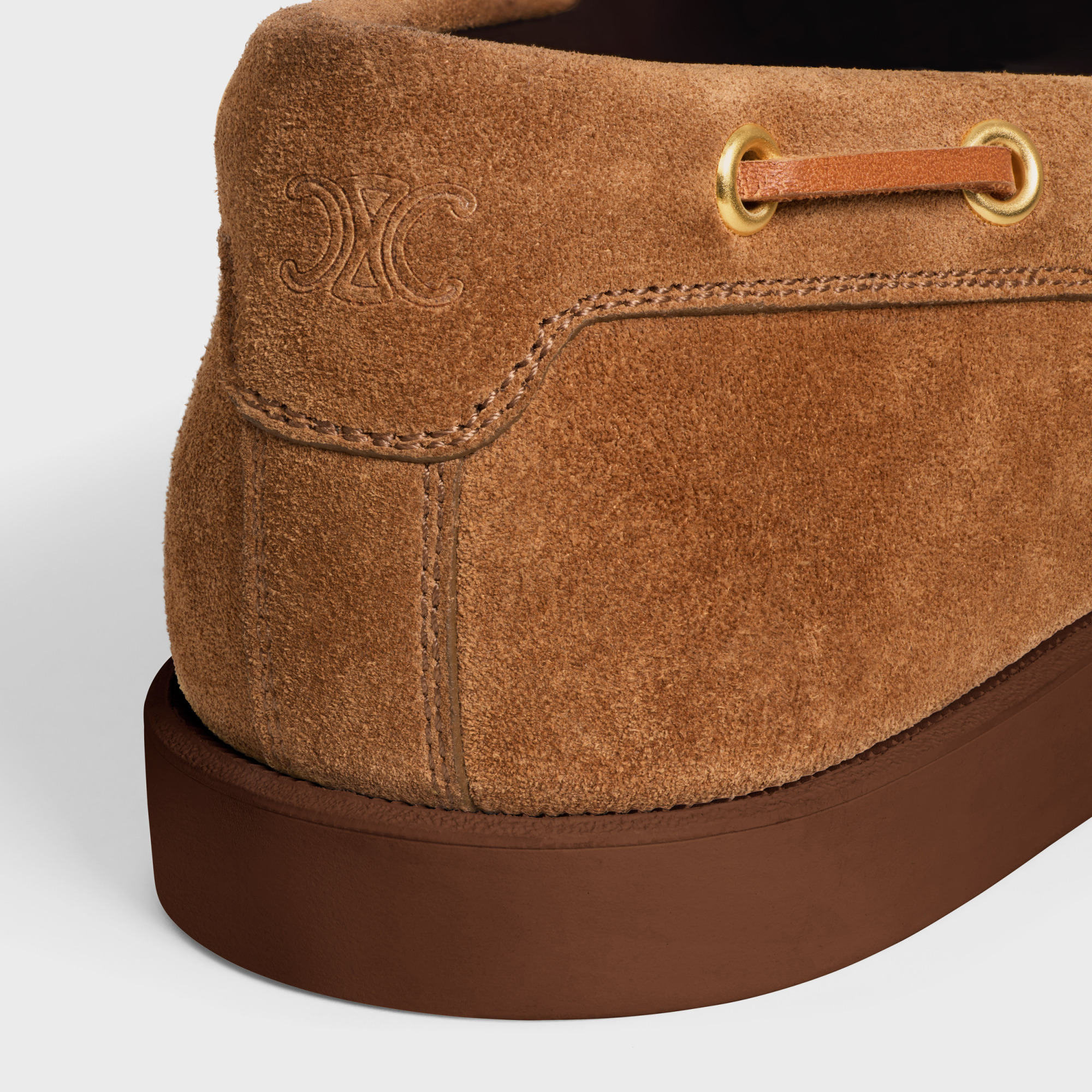 Celine Bateau Cowhide Suede Lace-up Shoes In Deep Hawksbill