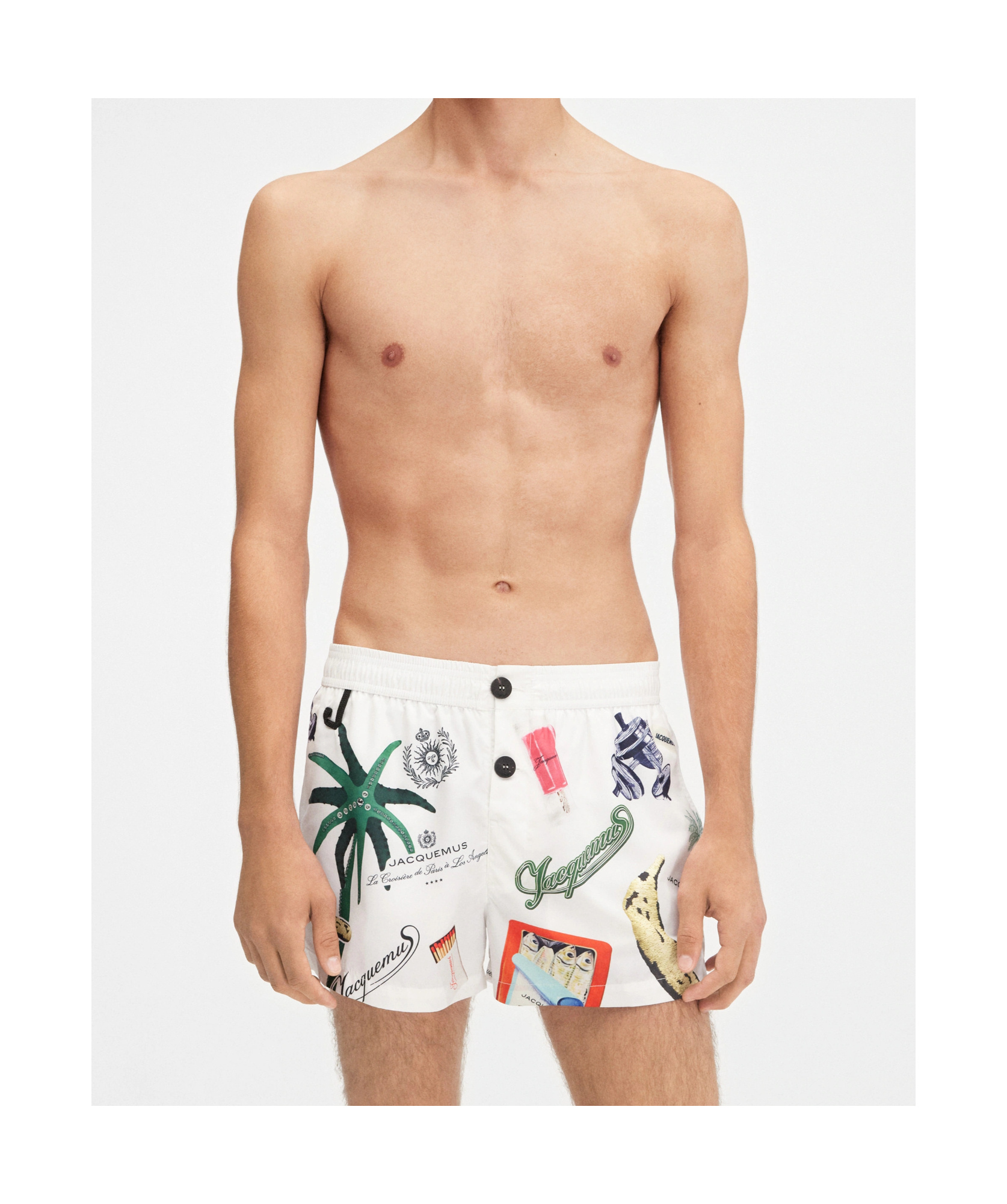 Jacquemus Le Maillot Puntini Swim Shorts In Off White